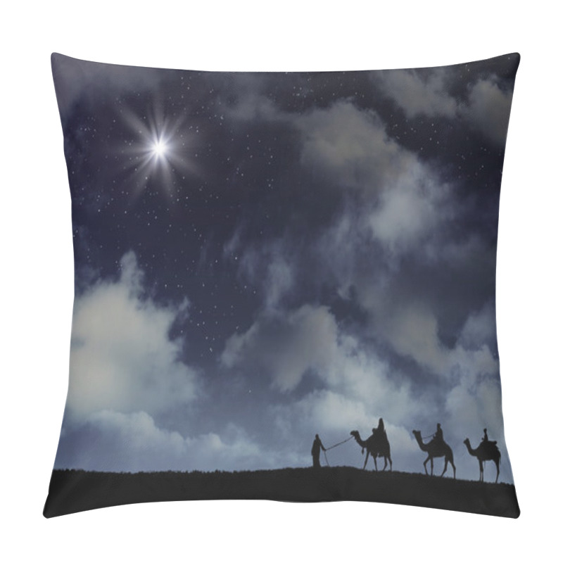 Personality  Three Wise Men Follow Star With Space Background. Pillow Covers