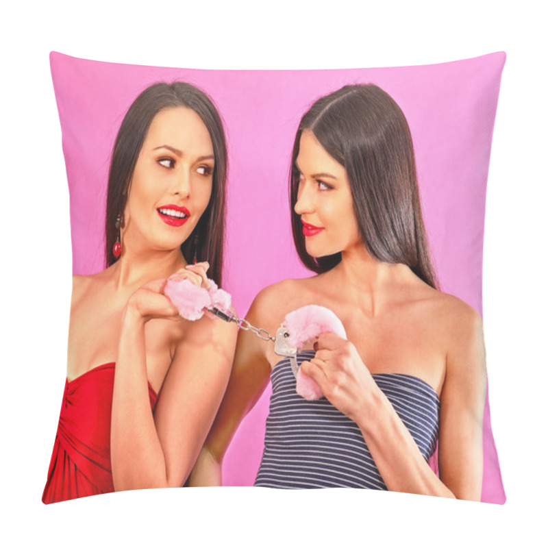 Personality  Lesbian Women With Handcuffs Pillow Covers