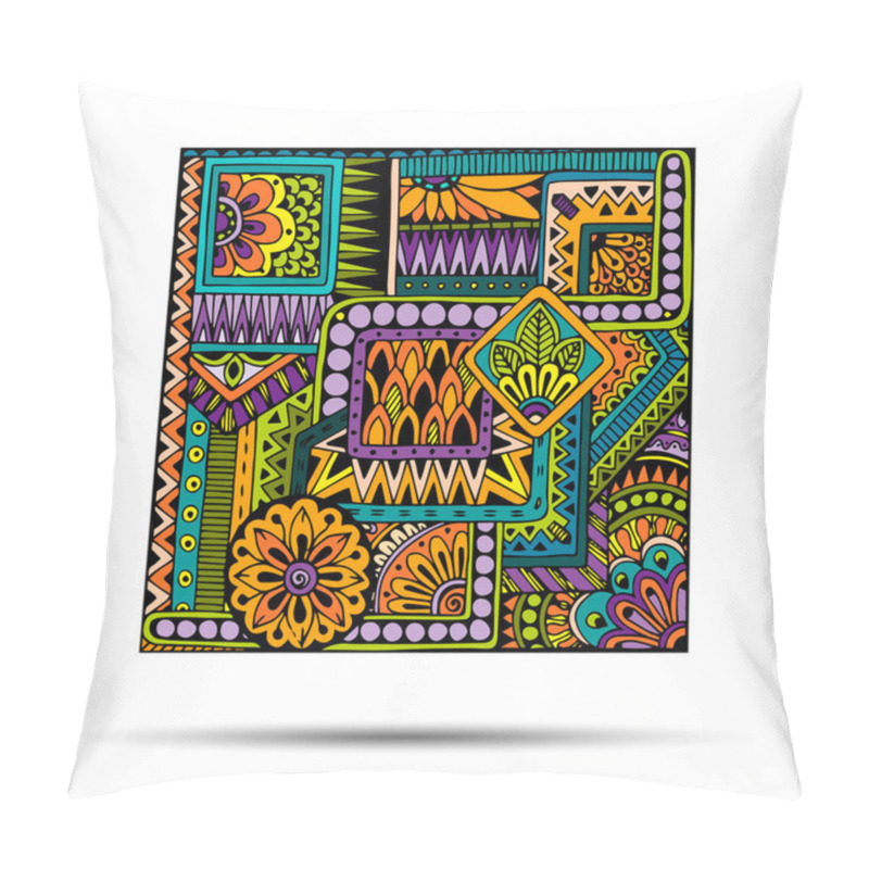 Personality  Abstract Striped Geometric Tribal Pattern. Vector Black And White Background. Pillow Covers