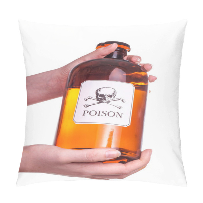 Personality  Hands Holding A Bottle Of Poison. Pillow Covers