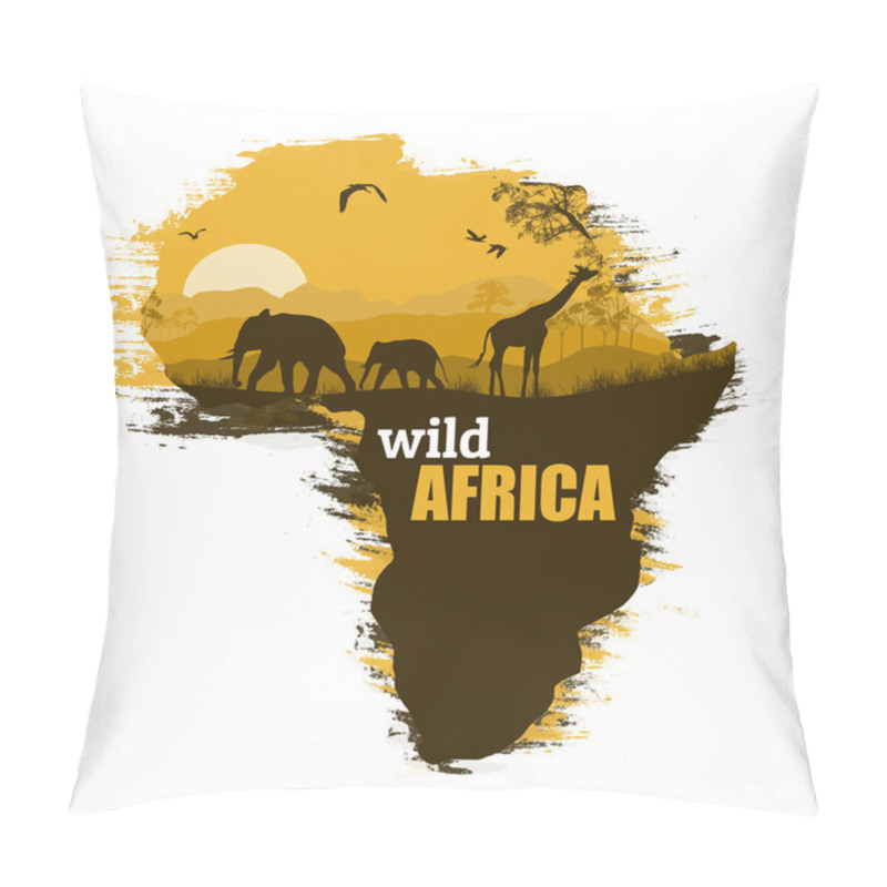 Personality  Wild Africa Grunge Poster Background, Vector Illustration Pillow Covers