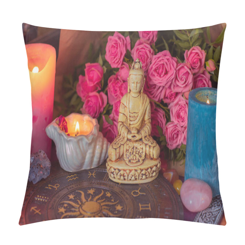 Personality  Energy Healing, Reiki Session Or Chakra Rituals With Candles, Spiritual Practice. Wicca Magic, New World, Alternative Medicine Of Future Pillow Covers