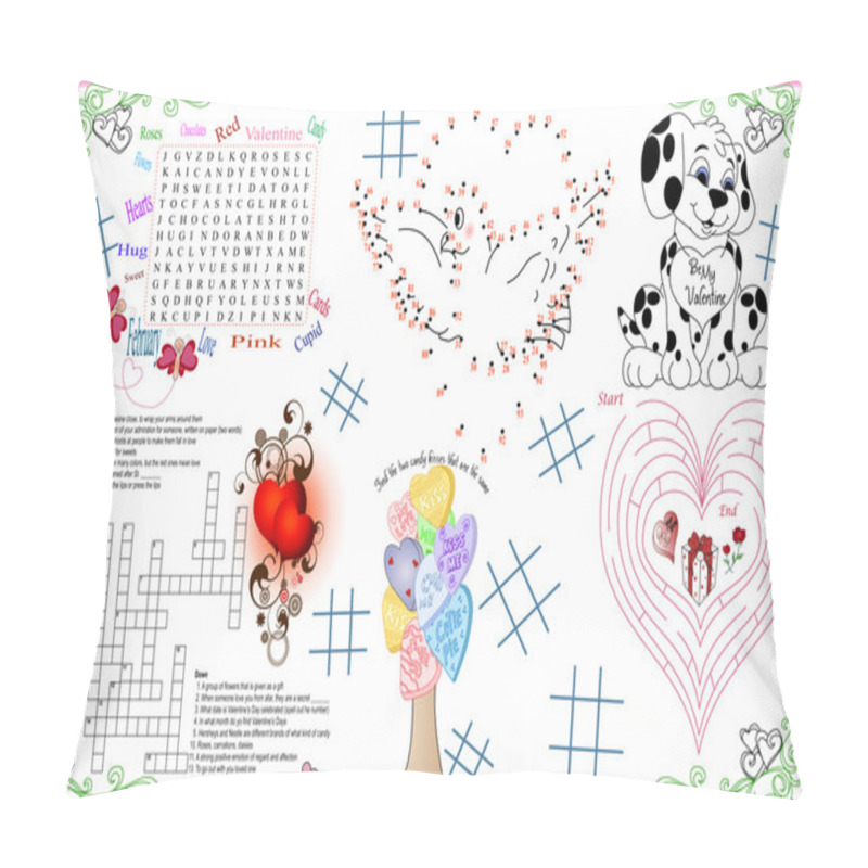 Personality  Placemat Valentine Printable Activity Sheet 4 Pillow Covers