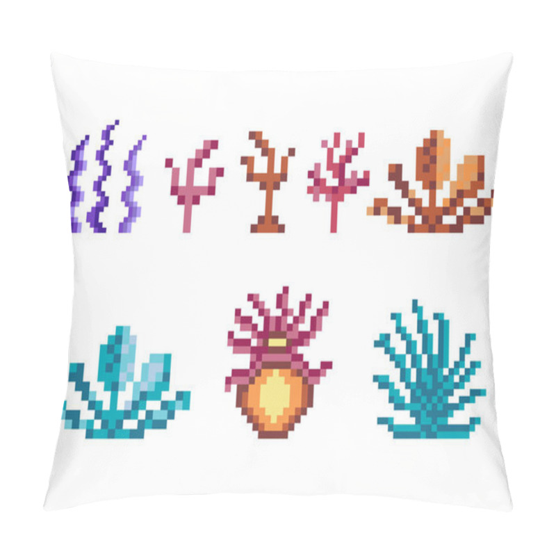 Personality  Underwater Plants And Seaweeds In Pixel Art Pillow Covers