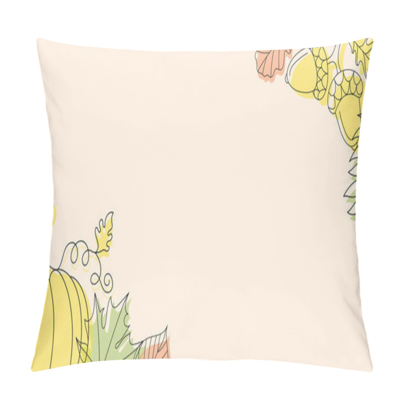 Personality  Autumn Background In Linear Style With A Pumpkin, An Acorn And Some Leaves.  Pillow Covers