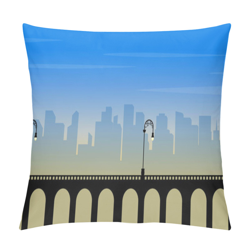 Personality  Silhouette Of Bridge With City Background Landscape Pillow Covers