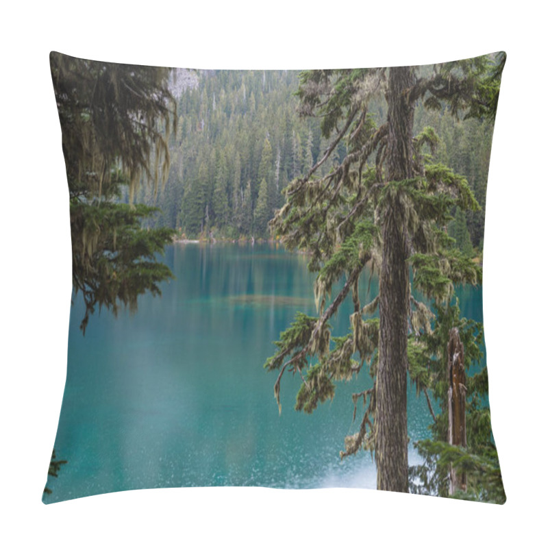 Personality  Calm Blue Waters Of Mowich Lake With Green Pine Trees Pillow Covers