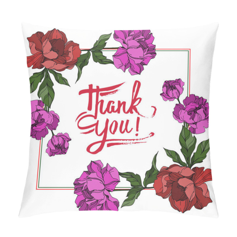 Personality  Vector Peony Floral Botanical Flowers. Black And White Engraved  Pillow Covers