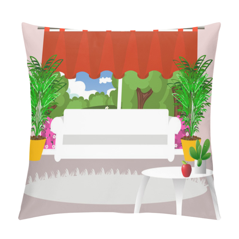 Personality  Living Room Interior Vector Illustration Pillow Covers