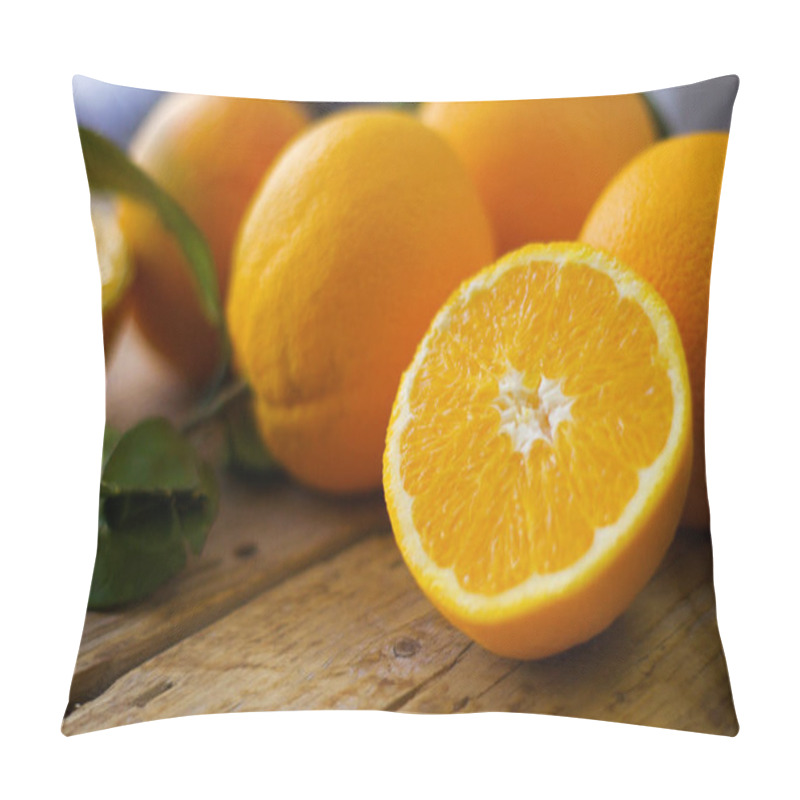 Personality  Oranges On The Wooden Table Pillow Covers