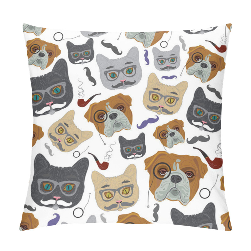 Personality  Cat And Dog Seamless Pattern Pillow Covers