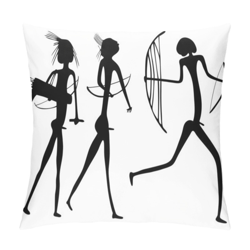 Personality  Primitive Figures Looks Like Cave Painting - Primitive Art - Warriors Pillow Covers