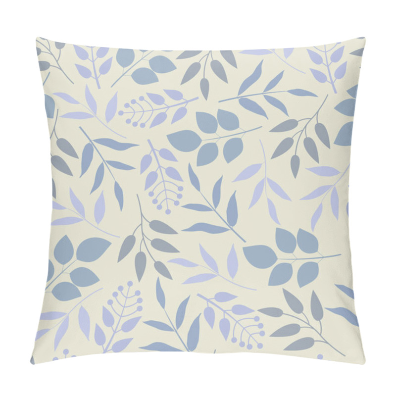 Personality  Floral Seamless Pattern. Allover Foliage Surface Design Of Monochromatic Blue Leaves Pillow Covers