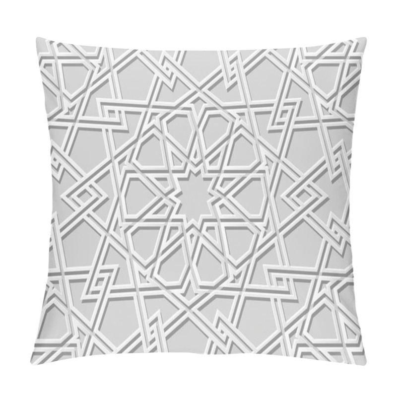 Personality  3D White Paper Art Islamic Geometry Cross Pattern Seamless Background, Vector Stylish Decoration Pattern Background For Web Banner Greeting Card Design Pillow Covers