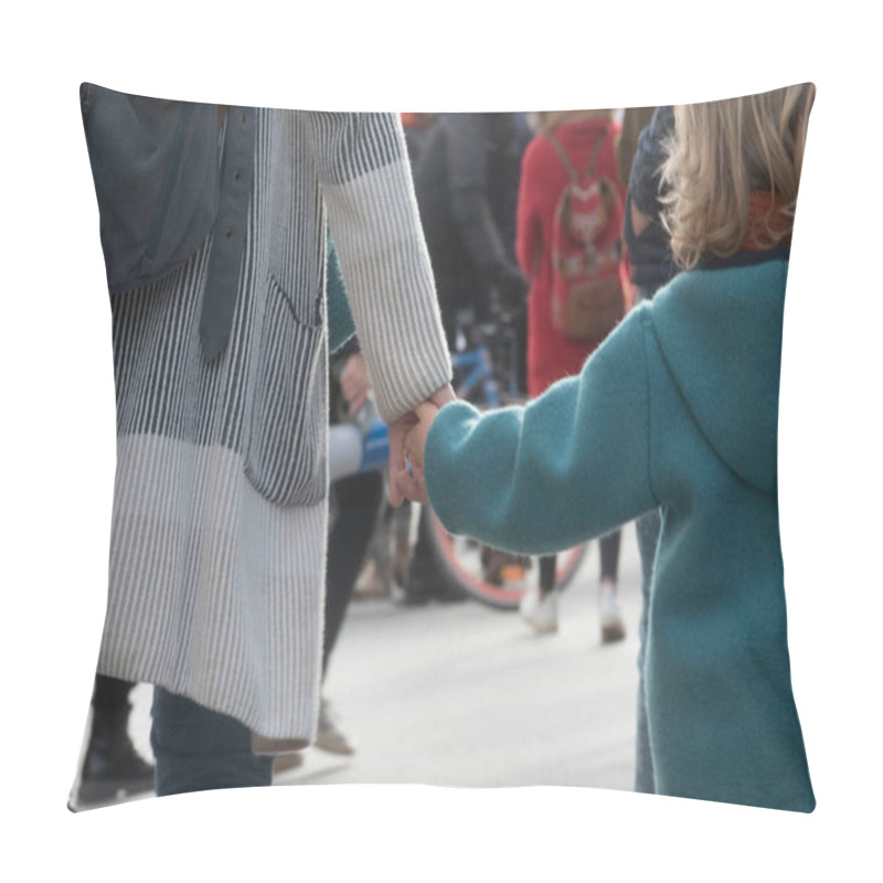 Personality  Child And Mother Holding Hands, Sign Of Trust And Intimacy Pillow Covers