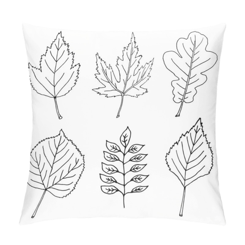 Personality  Hand-drawn Leaves Doodles Set Pillow Covers