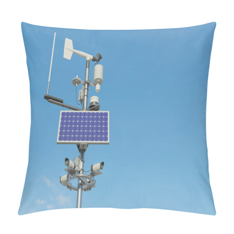 Personality  Weather Station With Blue Sky Background Pillow Covers