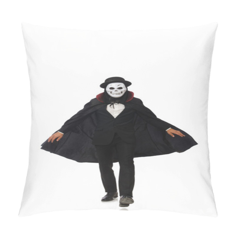 Personality  Man With Scary Mask Isolated On White Pillow Covers