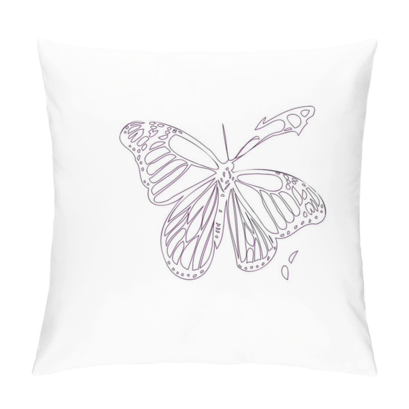 Personality  Butterfly Animal Illustration Outline Element Sketch Purple Pillow Covers