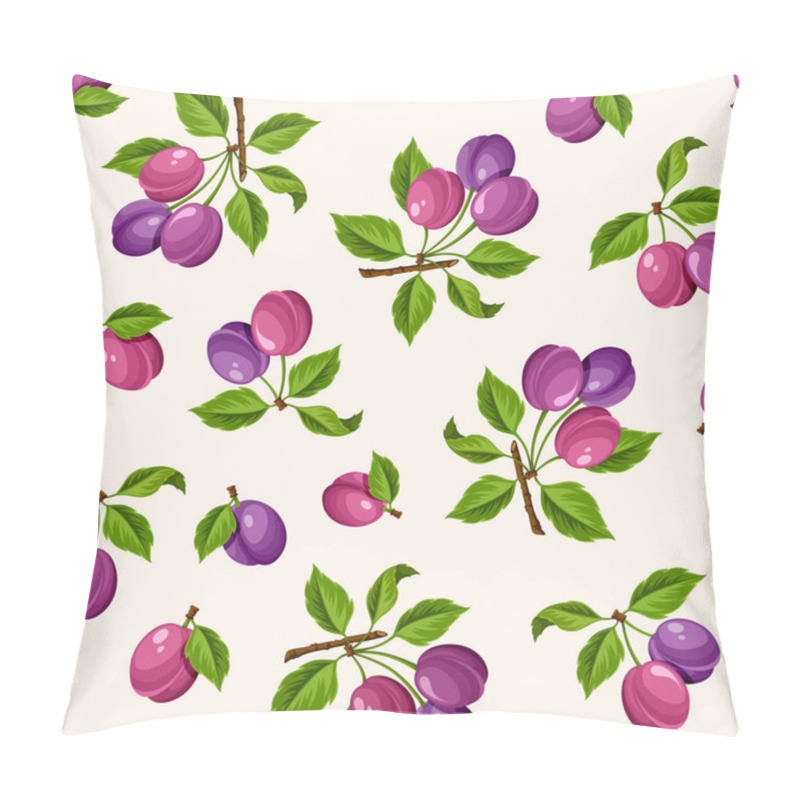 Personality  Seamless Pattern With Plums. Vector Illustration.  Pillow Covers