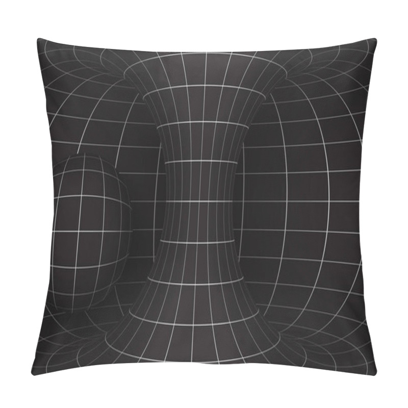 Personality  Black White Futuristic Hyperboloid And Sphere. Vector Abstract Illustration. Pillow Covers