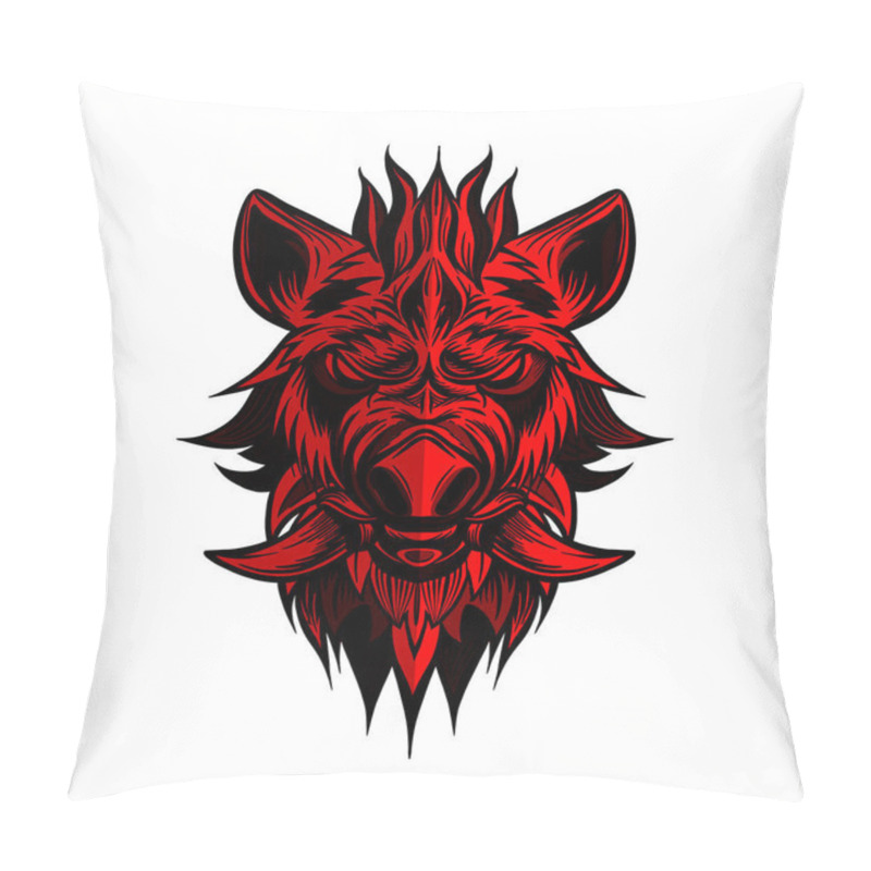 Personality  Red Head Of Boar. Pig. Swine. Symbol Of 2019. Tattoo Design. It  Pillow Covers