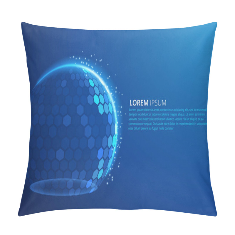 Personality  Bubble Shield Futuristic Vector Illustration On A Blue Background Pillow Covers