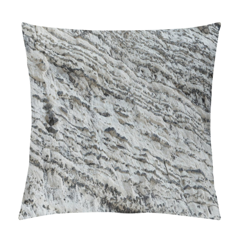 Personality  Layers Of Dark Flint Pebbles In Limestone Of Cretaceous Age, In The Normandy, France. Pillow Covers