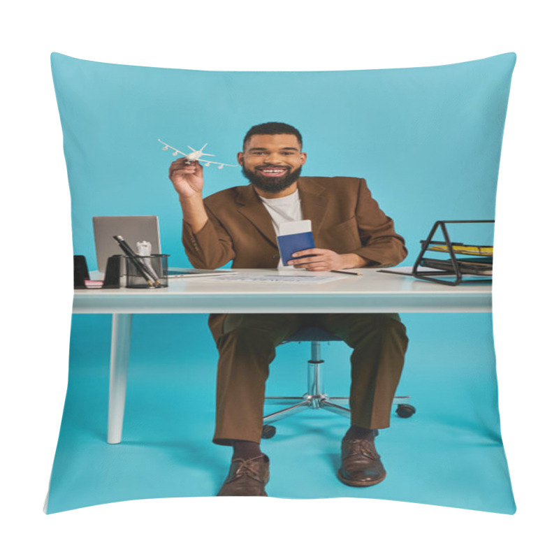 Personality  A Man Sits At A Desk, Focused On His Laptop Screen. He Is Typing And Browsing, Surrounded By A Workspace Filled With Papers And Office Supplies. Pillow Covers