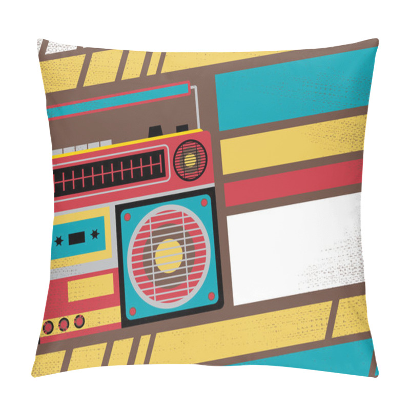 Personality  Retro Ghetto Blaster Stereo Club Flyer. Pillow Covers