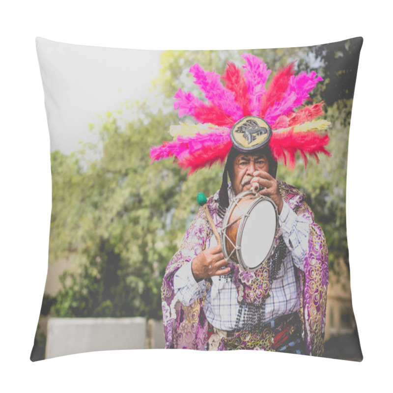 Personality  Mexican Traditional Musician Performing On Street Pillow Covers