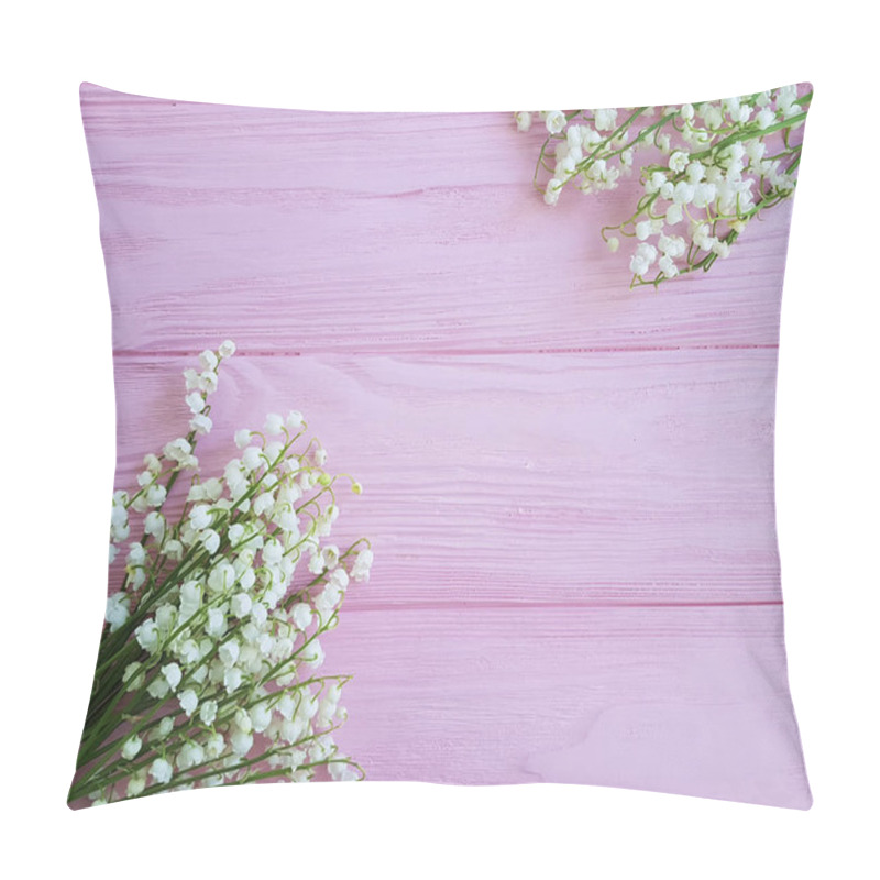 Personality  Lilies Of The Valley On Pink Wooden Spring Flowers Pillow Covers