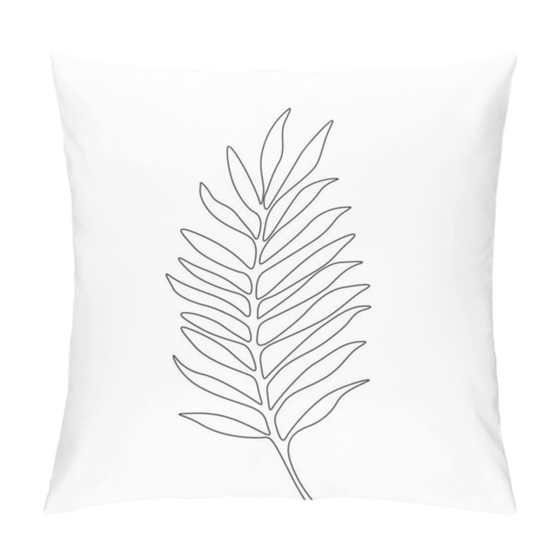 Personality  One Line Drawing Areca Leaf. Continuous Line Exotic Tropical Plant. Pillow Covers