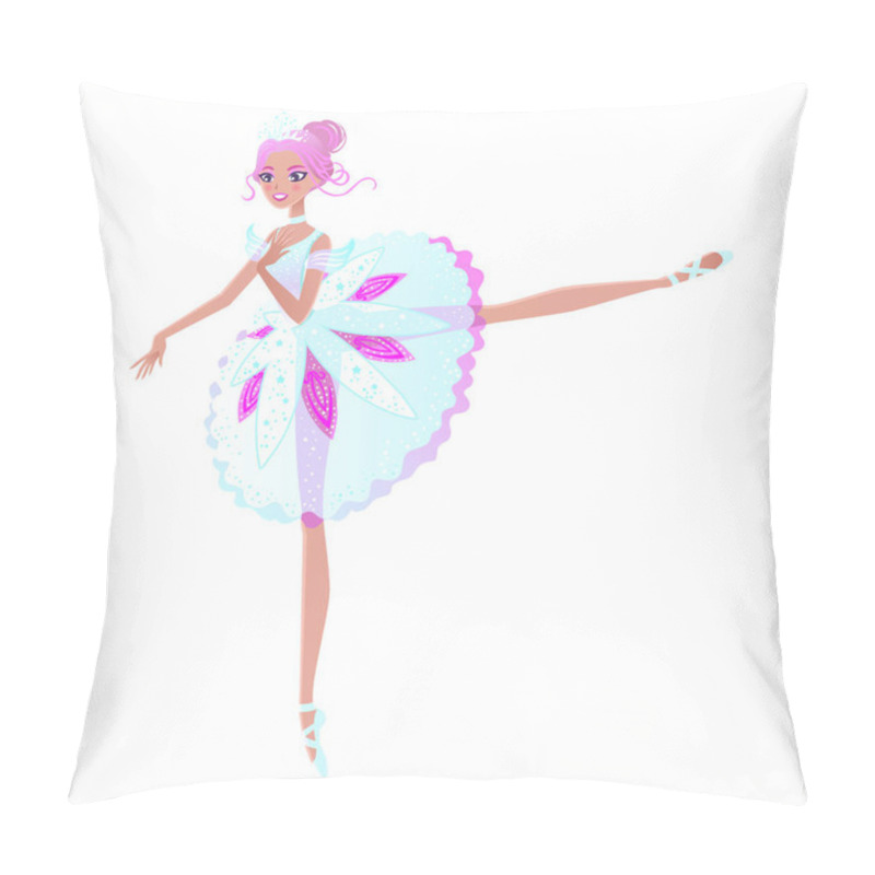 Personality  Christmas Cartoon Illustration From Nutcracker's Story. Cute Cartoon Character From Winter Tale And Ballet. Beautiful Dancer Ballerina. Vector Illustration. Pillow Covers