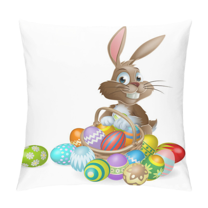 Personality  Easter Bunny Rabbit With Easter Eggs Basket Pillow Covers