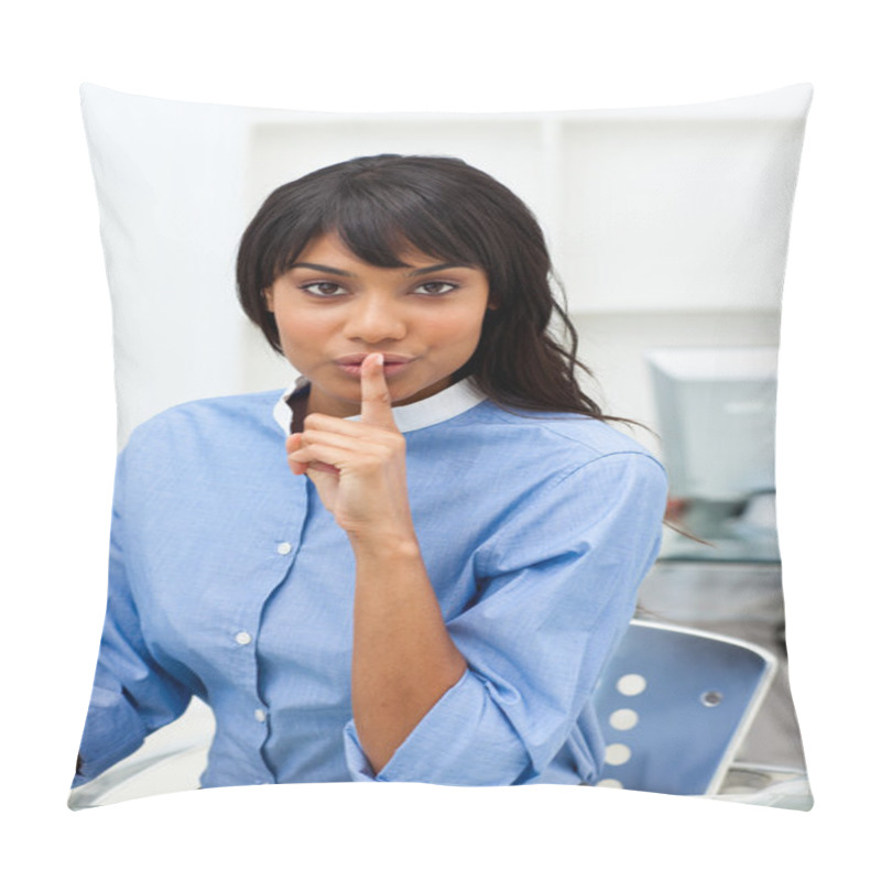 Personality  Ethnic Businesswoman Asking For Silence Pillow Covers