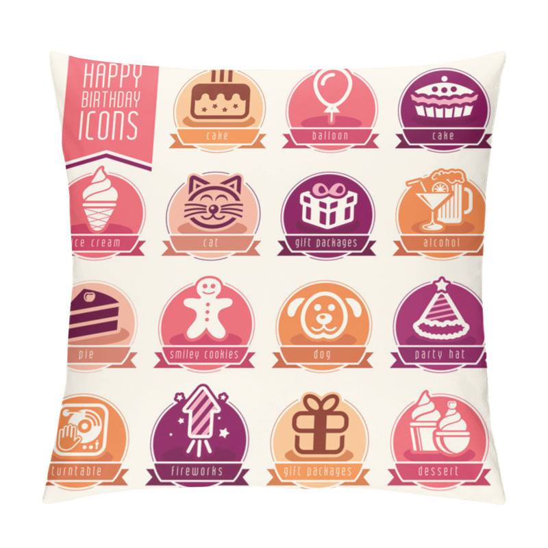 Personality  Happy Birthday Icon Set Pillow Covers