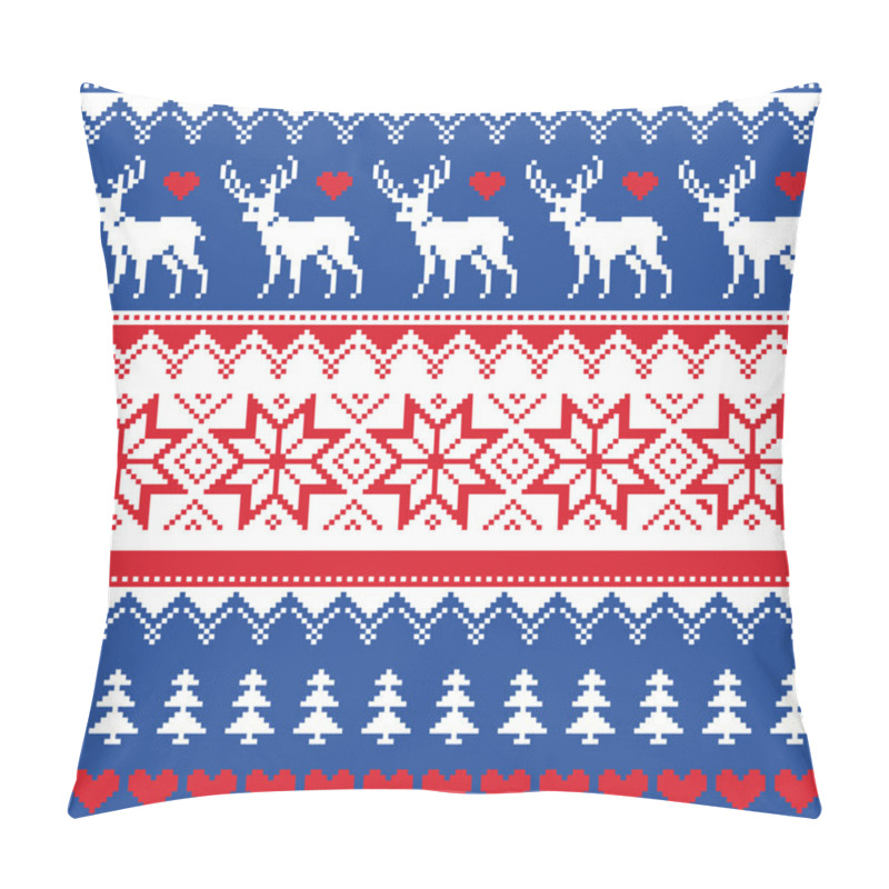 Personality  Nordic Seamless Pattern With Deer And Christmas Trees Pillow Covers