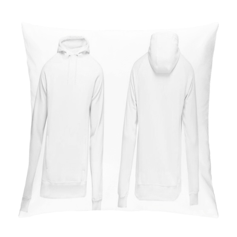 Personality  White Male Hoodie Sweatshirt Long Sleeve With Clipping Path, Mens Hoody With Hood For Your Design Mockup For Print, Isolated On White Background. Template Sport Clothes Pillow Covers