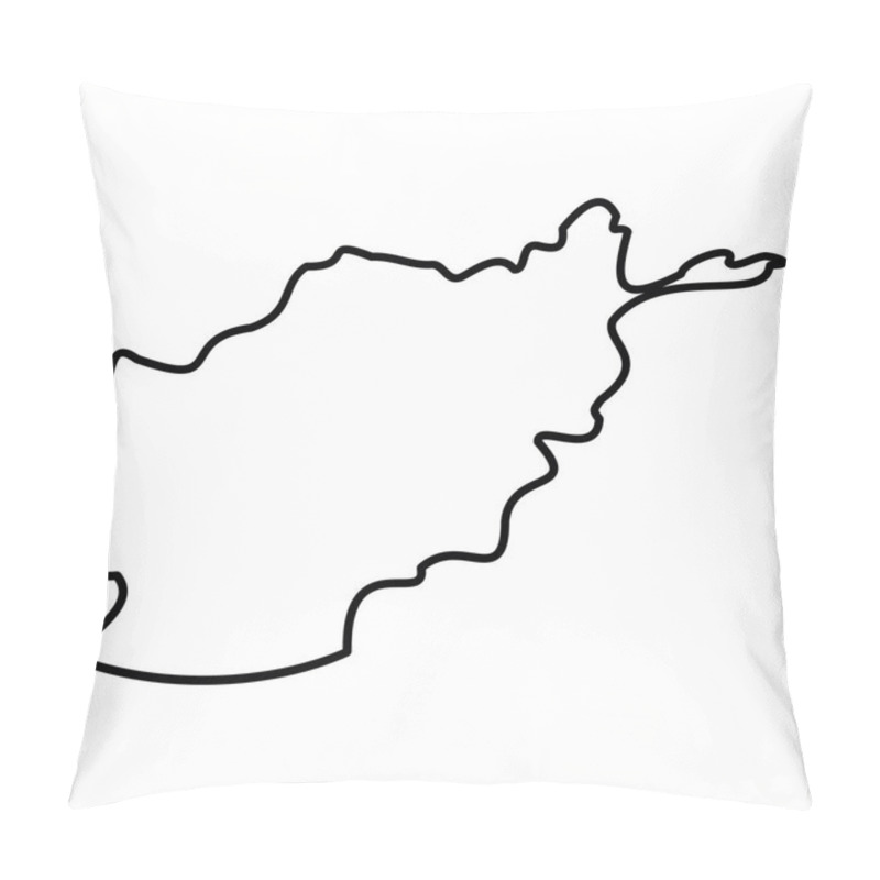 Personality  Afghanistan - Solid Black Outline Border Map Of Country Area. Simple Flat Vector Illustration Pillow Covers