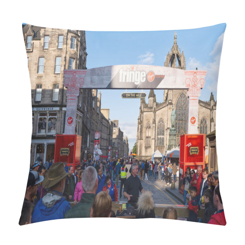 Personality  Tourists And Locals Participating In The Fringe In Edinburgh - The Largest Art Festival In The World Pillow Covers