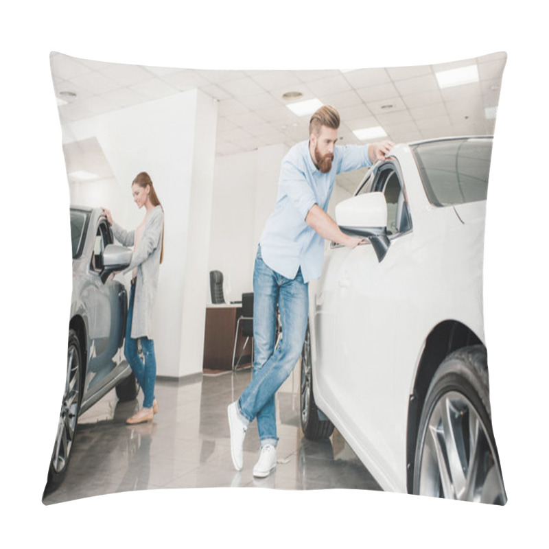 Personality  Couple In Dealership Salon   Pillow Covers