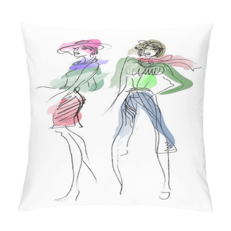 Personality  Fashion Sketches Set Pillow Covers