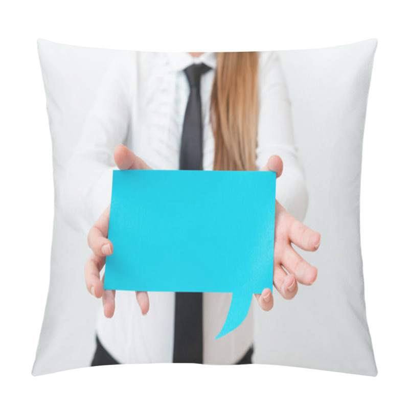 Personality  Model Wearing Bussiness Corporate Attire Illustrating Different Angle Shots Holding Empty Copy-Space Of Notebook Paper Accessories And Modern Gadget Pillow Covers