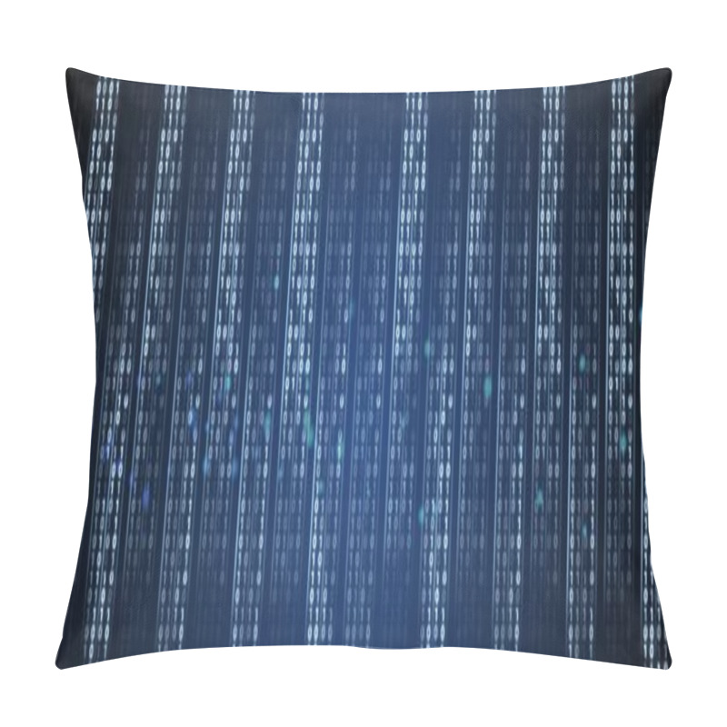 Personality  Digital Composite Of Code Binary Interface And Blue Background Pillow Covers