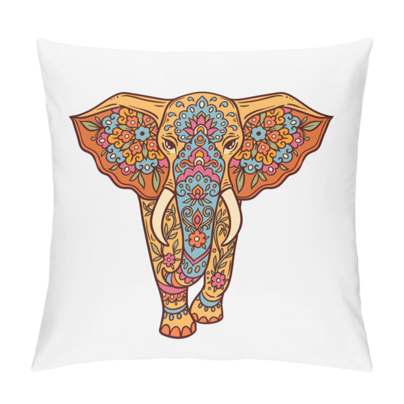 Personality  Elephant Mandala Retro. Vector Illustration. Flower Ethnic Drawing. Elephante Animal Nature In Zen Boho Style. Coloring Page, Hippie, Eastern Style Pillow Covers