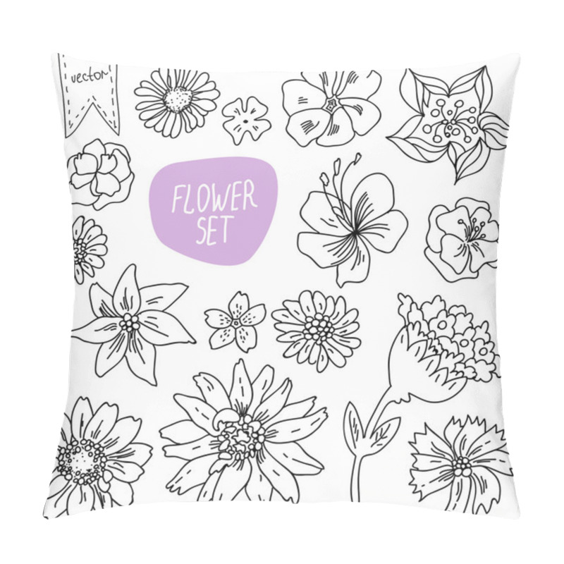 Personality  Vector Doodle Flower Set Pillow Covers