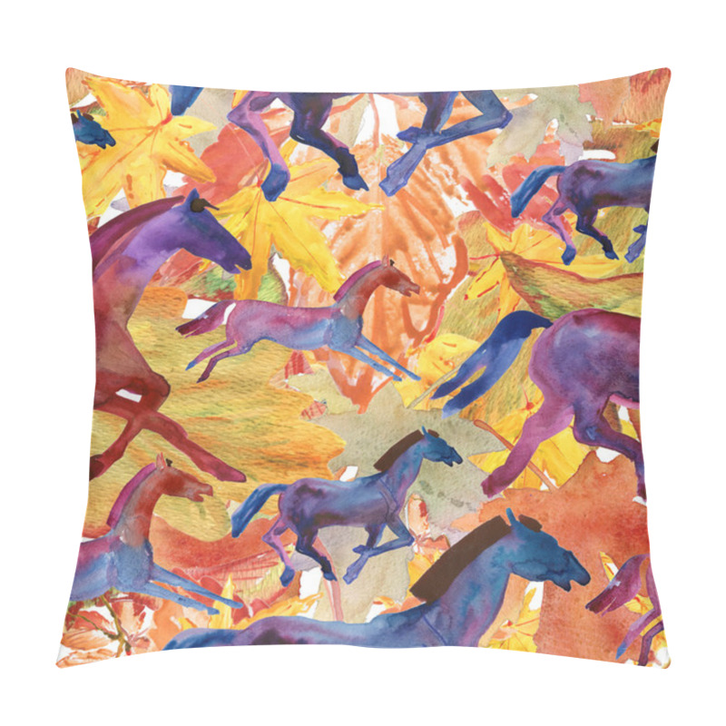 Personality  Running Horses On Leaves Pillow Covers