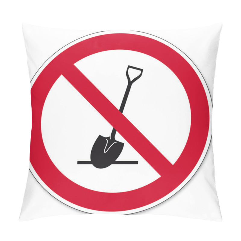 Personality  Prohibition Signs BGV Icon Pictogram Ditch Prohibited Shovel Pillow Covers