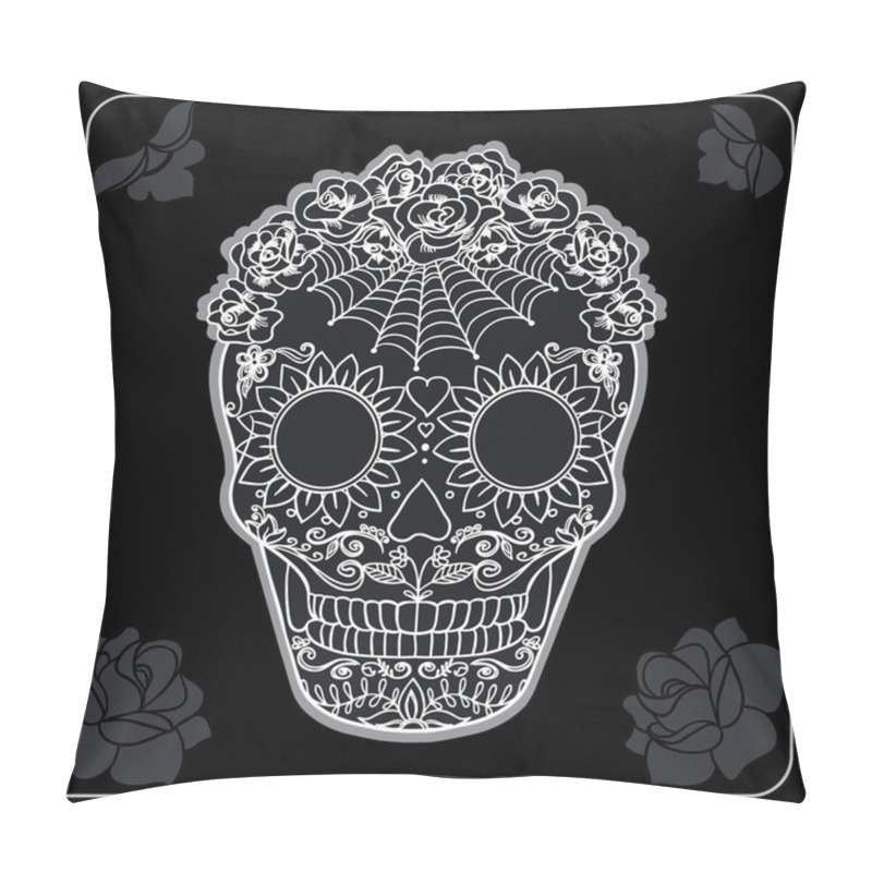 Personality  Vector Sugar Skull Can Be Used For T-short, Bag Pillow Covers